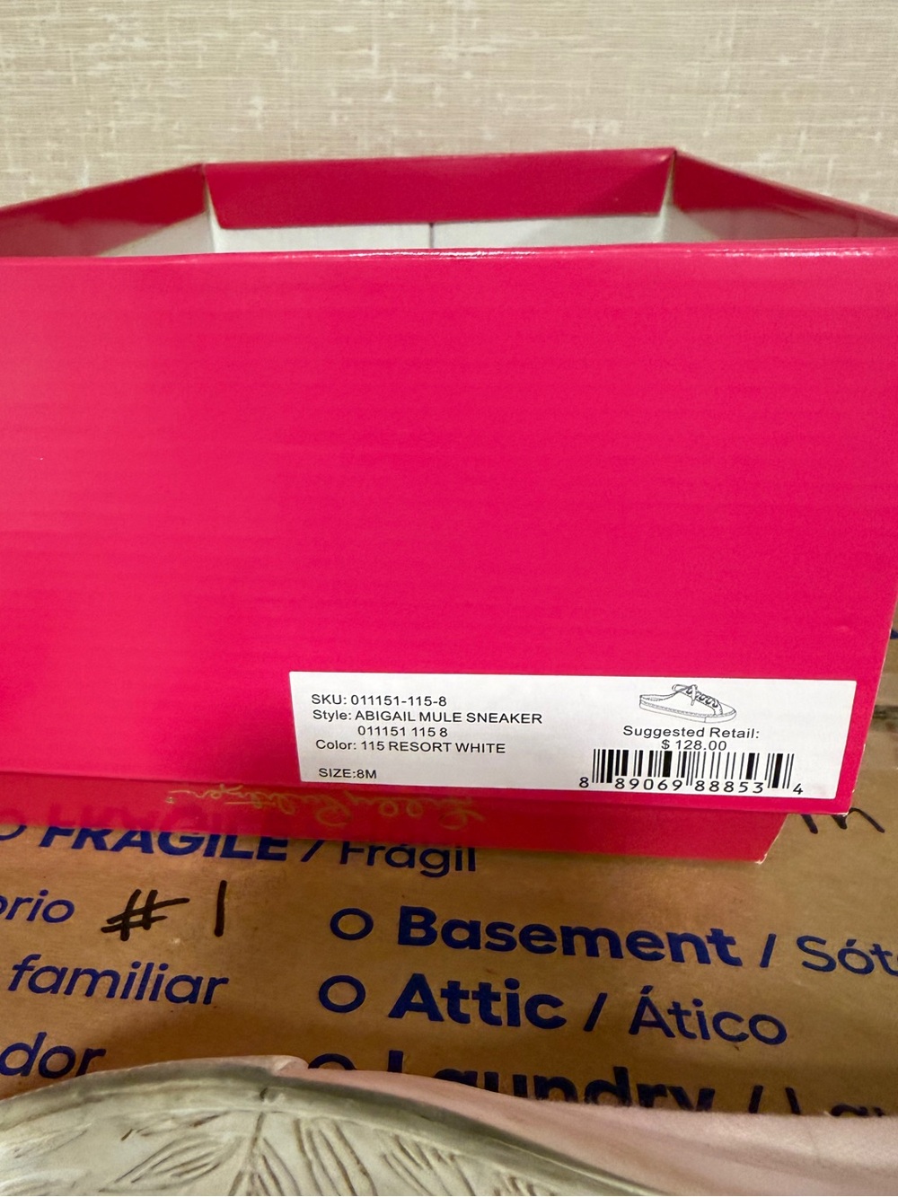 Lilly Pulitzer GUC Abigail White Canvas Mule Sneakers Size 8 Box - Picture 7 of 7
